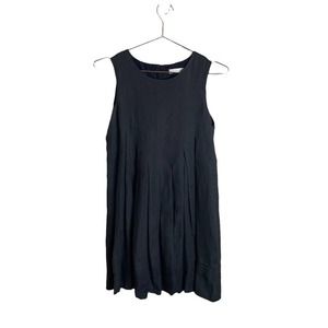 Ulla Johnson Shift Dress Pleated Sleeveless Round Neck Back‎ Zip Black Size 4